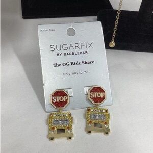 NWT Sugarfix The OG Ride Share School Bus & Stop Sign Drop Rhinestone Earrings